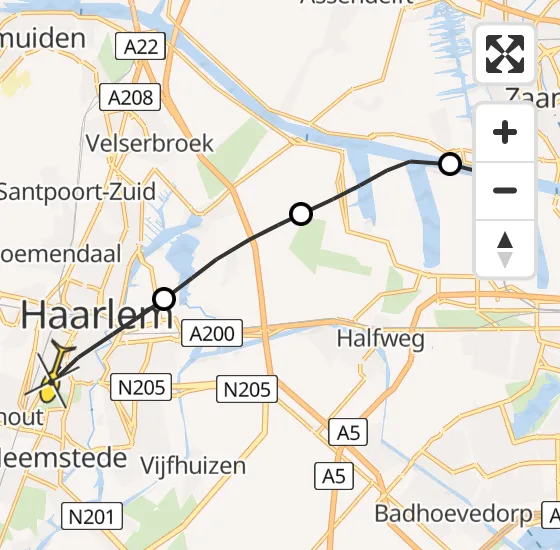 Vlucht Traumahelikopter PH-LLN van Amsterdam Heliport naar Haarlem op zaterdag 30 november 2024 11:37