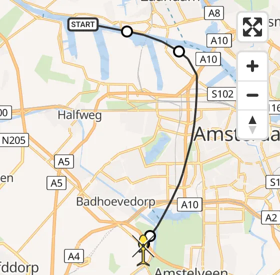 Vlucht Politiehelikopter PH-PXX van Westzaan naar Schiphol op zaterdag 30 november 2024 12:42