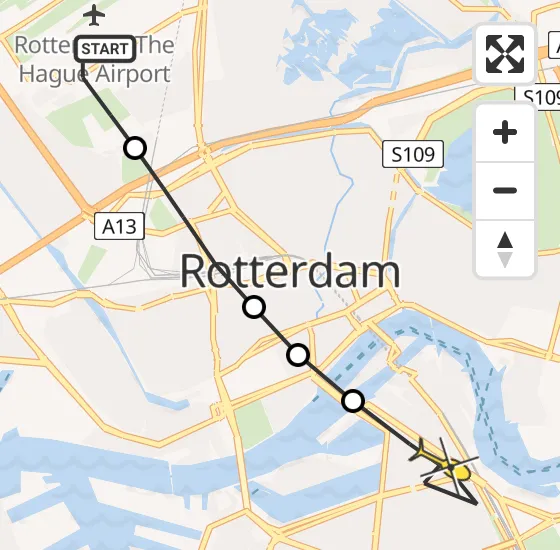 Vlucht Traumahelikopter PH-UMC van Rotterdam The Hague Airport naar Rotterdam op zaterdag 30 november 2024 12:53