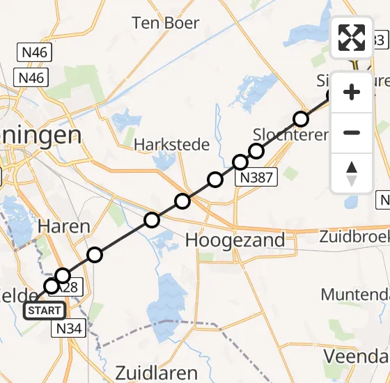 Vlucht Traumahelikopter PH-TTR van Groningen Airport Eelde naar Siddeburen op zaterdag 30 november 2024 13:35