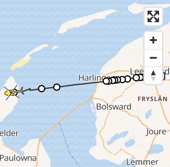 Vlucht Ambulancehelikopter PH-HOW van Leeuwarden naar De Cocksdorp op zaterdag 30 november 2024 13:41