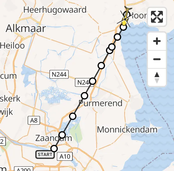 Vlucht Traumahelikopter PH-LLN van Amsterdam Heliport naar Berkhout op zaterdag 30 november 2024 21:52