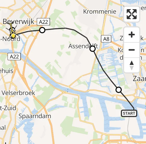 Vlucht Traumahelikopter PH-LLN van Amsterdam Heliport naar Beverwijk op zondag 1 december 2024 9:49