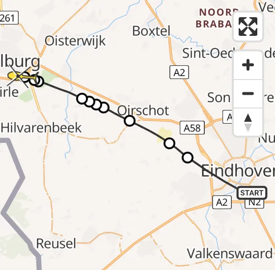 Vlucht Traumahelikopter PH-HVB van Eindhoven naar Tilburg op dinsdag 3 december 2024 17:27