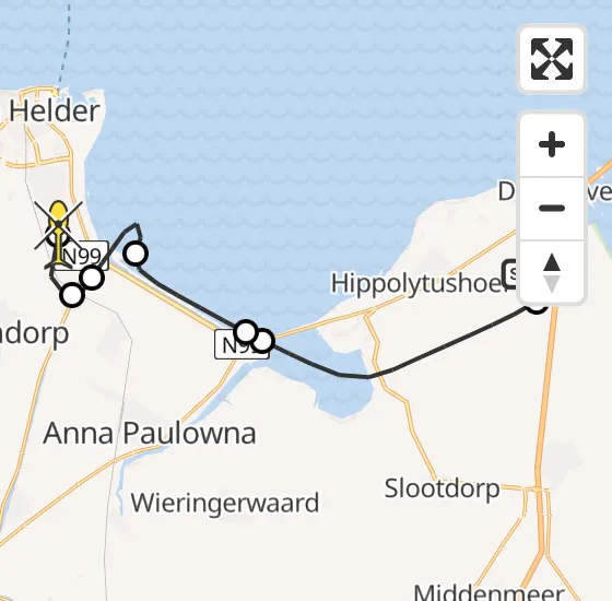 Vlucht Kustwachthelikopter PH-SAR van Hippolytushoef naar Vliegveld De Kooy op dinsdag 3 december 2024 17:46