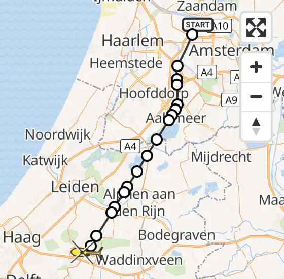 Vlucht Traumahelikopter PH-LLN van Amsterdam Heliport naar Zoetermeer op dinsdag 3 december 2024 20:23