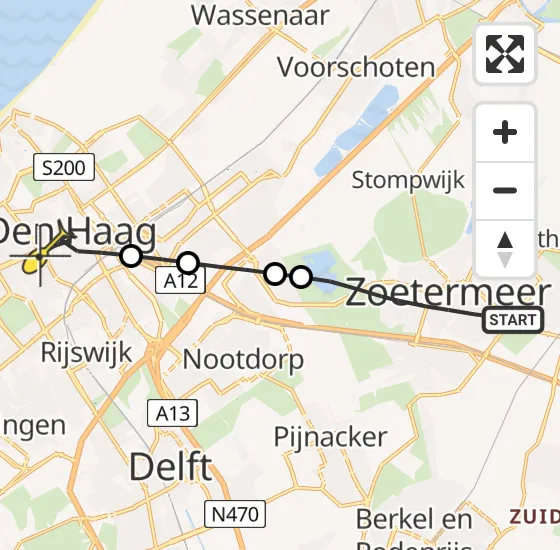 Vlucht Traumahelikopter PH-LLN van Zoetermeer naar Den Haag op dinsdag 3 december 2024 21:03