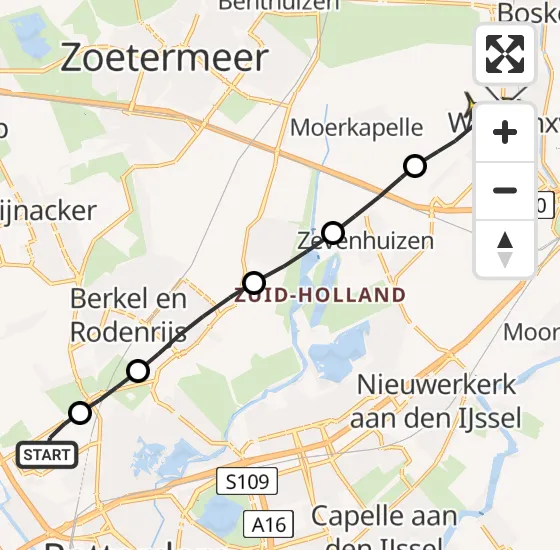 Vlucht Traumahelikopter PH-UMC van Rotterdam The Hague Airport naar Waddinxveen op dinsdag 3 december 2024 23:24