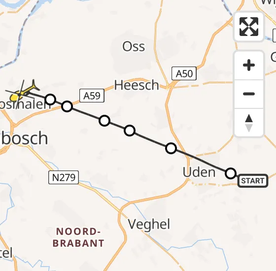 Vlucht Traumahelikopter PH-HVB van Vliegbasis Volkel naar Rosmalen op woensdag 4 december 2024 7:44