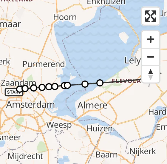 Vlucht Traumahelikopter PH-LLN van Amsterdam Heliport naar Lelystad Airport op woensdag 4 december 2024 9:32