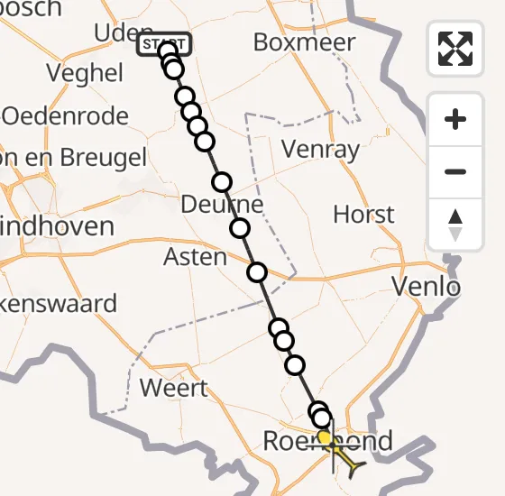 Vlucht Traumahelikopter PH-HVB van Vliegbasis Volkel naar Roermond op woensdag 4 december 2024 9:33