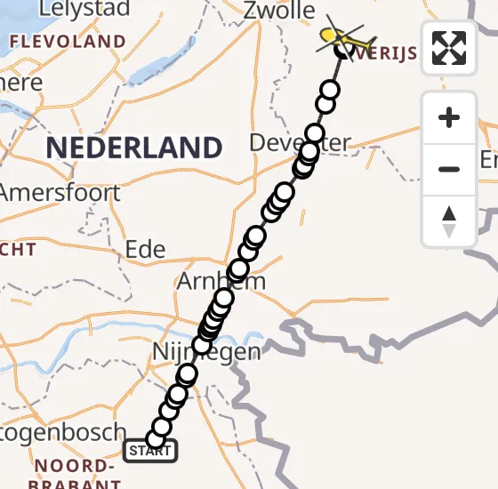 Vlucht Traumahelikopter PH-HVB van Vliegbasis Volkel naar Lemelerveld op woensdag 4 december 2024 15:18