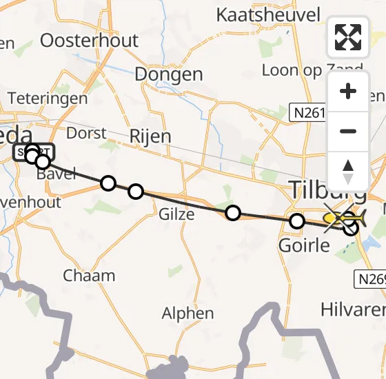 Vlucht Traumahelikopter PH-UMC van Bavel naar Tilburg op woensdag 4 december 2024 18:34