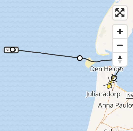 Vlucht Kustwachthelikopter PH-SAR van  naar Vliegveld De Kooy op woensdag 4 december 2024 19:32