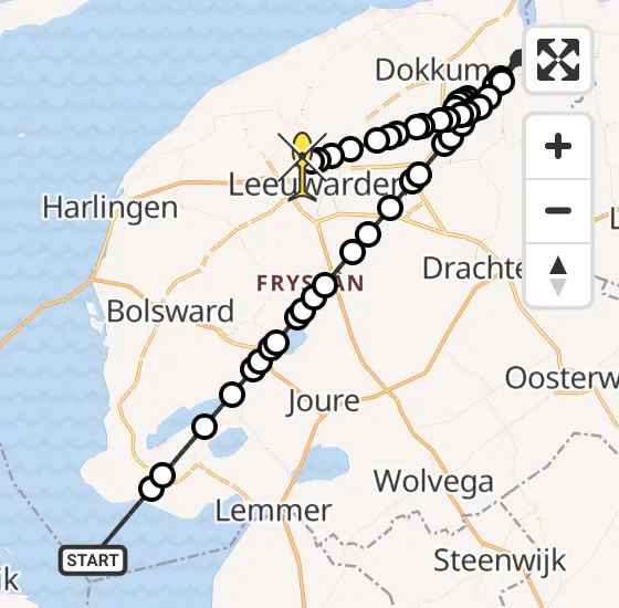 Vlucht Politiehelikopter PH-PXD van Mirns naar Vliegbasis Leeuwarden op woensdag 4 december 2024 21:28