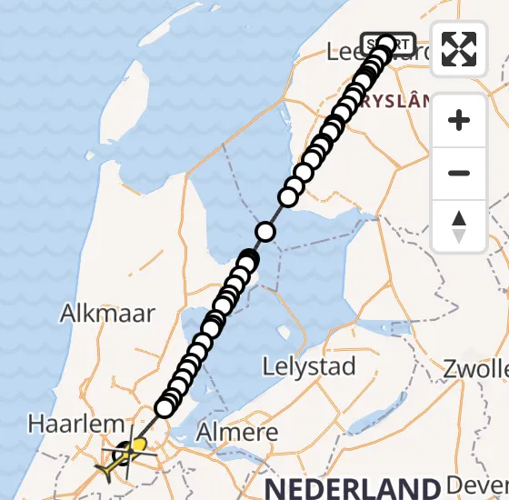 Vlucht Politiehelikopter PH-PXD van Vliegbasis Leeuwarden naar Schiphol op woensdag 4 december 2024 22:35