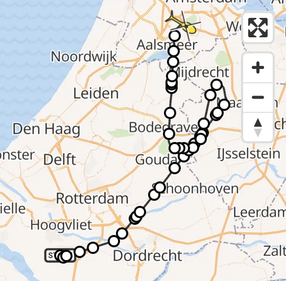 Vlucht Politiehelikopter PH-PXC van Piershil naar Schiphol op maandag 9 december 2024 19:43