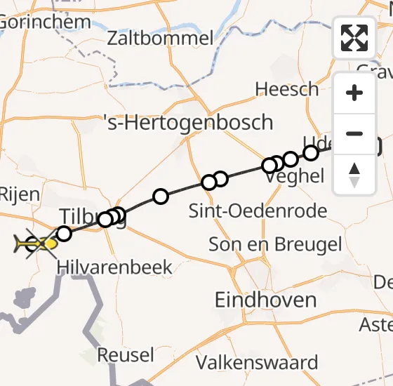 Vlucht Traumahelikopter PH-HVB van Vliegbasis Volkel naar Alphen op maandag 9 december 2024 20:36