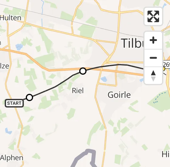 Vlucht Traumahelikopter PH-HVB van Alphen naar Tilburg op maandag 9 december 2024 21:17