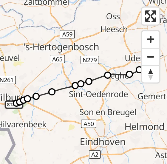 Vlucht Traumahelikopter PH-HVB van Tilburg naar Vliegbasis Volkel op maandag 9 december 2024 21:41