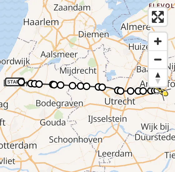 Vlucht Politiehelikopter PH-PXF van Leiden naar Leusden op woensdag 11 december 2024 15:05