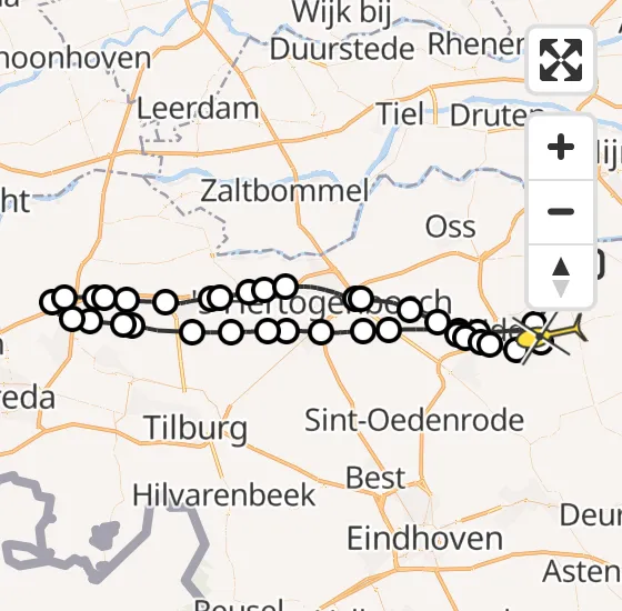 Vlucht Traumahelikopter PH-HVB van Escharen naar Vliegbasis Volkel op woensdag 11 december 2024 15:18