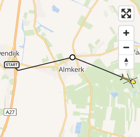 Vlucht Politiehelikopter PH-PXB van Nieuwendijk naar Almkerk op woensdag 11 december 2024 16:02