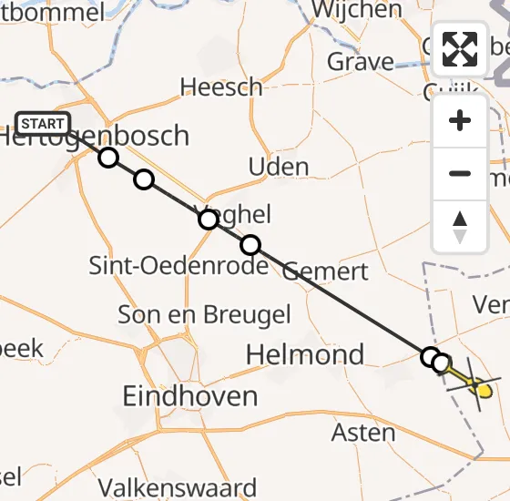 Vlucht Politiehelikopter PH-PXB van 's-Hertogenbosch naar Ysselsteyn op woensdag 11 december 2024 16:10