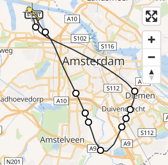 Vlucht Traumahelikopter PH-MAA van Amsterdam Heliport naar Amsterdam Heliport op woensdag 11 december 2024 16:39