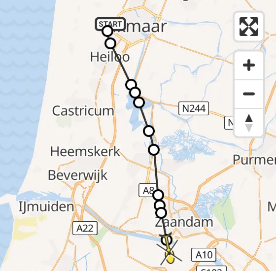 Vlucht Traumahelikopter PH-MAA van Alkmaar naar Amsterdam Heliport op woensdag 11 december 2024 17:36