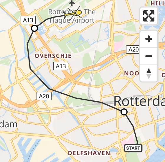 Vlucht Traumahelikopter PH-UMC van Erasmus MC naar Rotterdam The Hague Airport op woensdag 11 december 2024 22:31