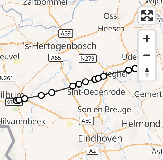 Vlucht Traumahelikopter PH-HVB van Tilburg naar Vliegbasis Volkel op vrijdag 13 december 2024 13:40