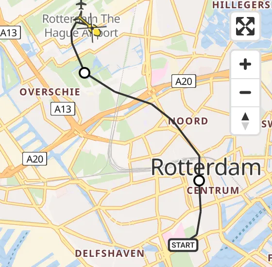 Vlucht Traumahelikopter PH-UMC van Erasmus MC naar Rotterdam The Hague Airport op vrijdag 13 december 2024 13:47