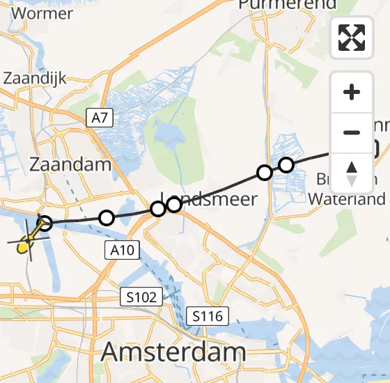 Vlucht Traumahelikopter PH-MAA van Broek in Waterland naar Amsterdam Heliport op vrijdag 13 december 2024 14:26