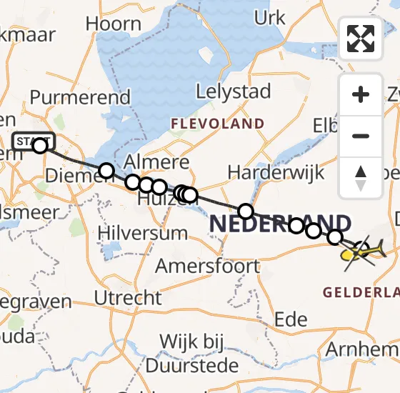 Vlucht Traumahelikopter PH-MAA van Amsterdam Heliport naar Ugchelen op vrijdag 13 december 2024 23:41