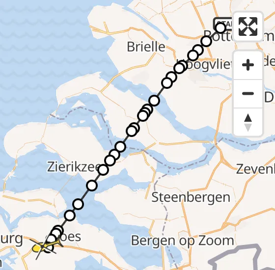 Vlucht Traumahelikopter PH-UMC van Rotterdam The Hague Airport naar 's-Heer Abtskerke op zaterdag 14 december 2024 0:08