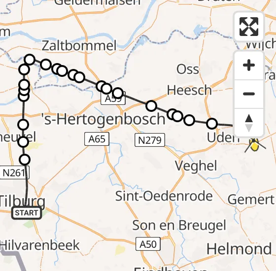 Vlucht Traumahelikopter PH-HVB van Tilburg naar Vliegbasis Volkel op zaterdag 14 december 2024 0:24