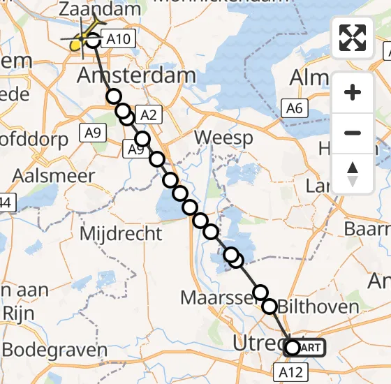 Vlucht Traumahelikopter PH-MAA van Universitair Medisch Centrum Utrecht naar Amsterdam Heliport op zaterdag 14 december 2024 2:14