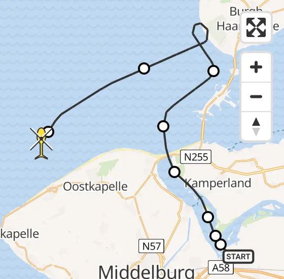 Vlucht Kustwachthelikopter PH-NCG van Vliegveld Midden-Zeeland naar Vlissingen op zaterdag 14 december 2024 10:43