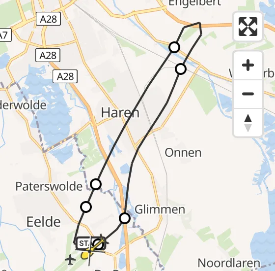 Vlucht Traumahelikopter PH-TTR van Groningen Airport Eelde naar Groningen Airport Eelde op zaterdag 14 december 2024 13:12