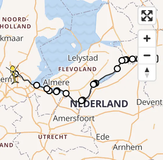 Vlucht Traumahelikopter PH-MAA van Zwolle naar Amsterdam Heliport op zaterdag 14 december 2024 15:34