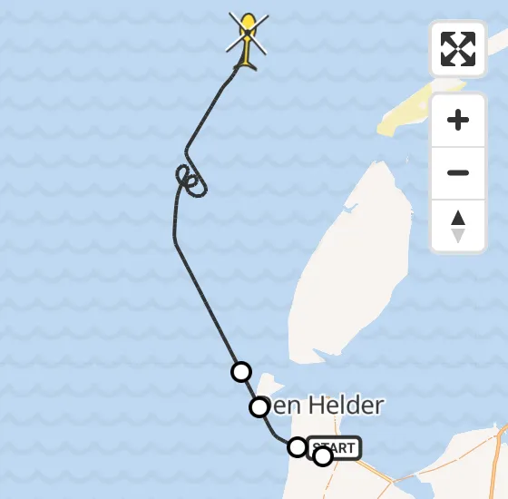 Vlucht Kustwachthelikopter PH-SAR van Vliegveld De Kooy naar  op zaterdag 14 december 2024 16:20