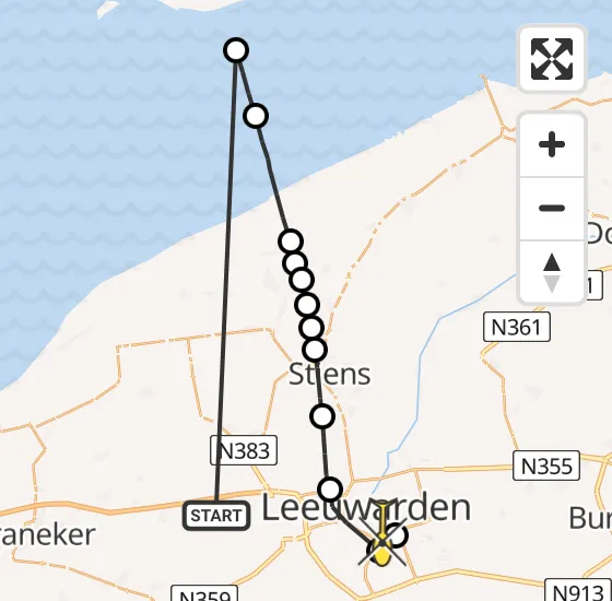 Vlucht Ambulancehelikopter PH-HOW van Menaam naar Leeuwarden op zaterdag 14 december 2024 18:57