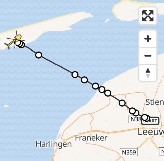 Vlucht Ambulancehelikopter PH-HOW van Vliegbasis Leeuwarden naar Midsland op zaterdag 14 december 2024 23:08