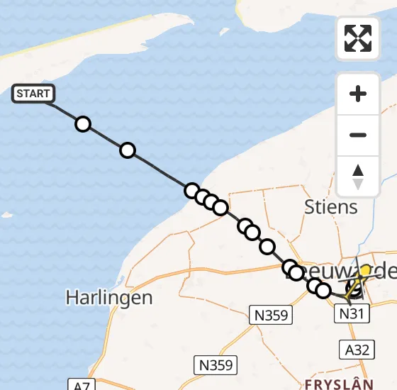 Vlucht Ambulancehelikopter PH-HOW van Formerum naar Leeuwarden op zaterdag 14 december 2024 23:37