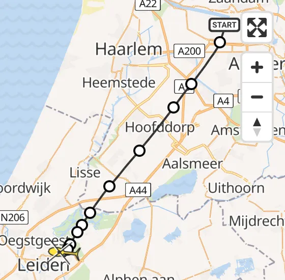 Vlucht Traumahelikopter PH-MAA van Amsterdam Heliport naar Leiderdorp op zondag 15 december 2024 2:18