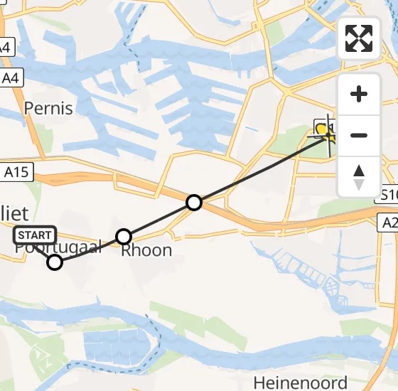 Vlucht Traumahelikopter PH-UMC van Hoogvliet naar Rotterdam op zondag 15 december 2024 2:29