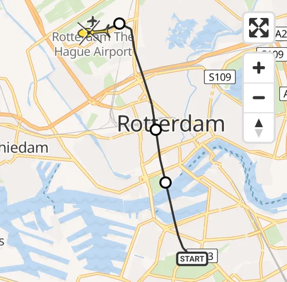 Vlucht Traumahelikopter PH-UMC van Rotterdam naar Rotterdam The Hague Airport op zondag 15 december 2024 2:34