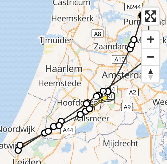 Vlucht Politiehelikopter PH-PXB van Badhoevedorp naar Luchthaven Schiphol op zondag 15 december 2024 5:05