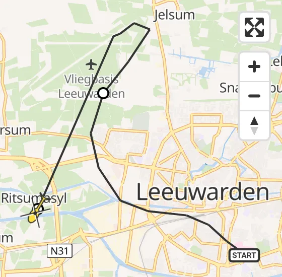 Vlucht Ambulancehelikopter PH-HOW van Leeuwarden naar Deinum op zondag 15 december 2024 5:42